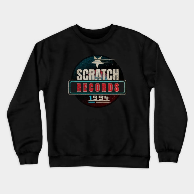 Vintage Scratched Records Crewneck Sweatshirt by Invad3rDiz